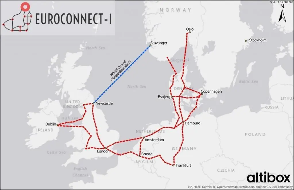 subsea fibre cable connecting Norway and UK