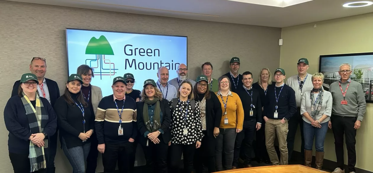 Group photo of employees at Green Mountain London data center.